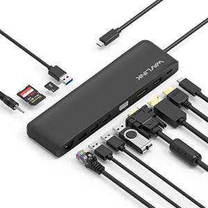 WAVLINK type cドッキングステーション/usb cハブ3.0/12-in-1ハブ/Type-Cアダプター100W出力USB Power Delivery /4K対応HDMI/DPポー