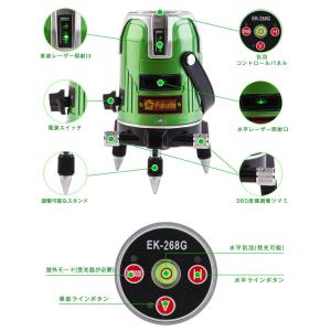 Fukuda 3ライン グリーンレーザー墨出し器 Ek 268gj 2垂直 1水平 オートラインレーザー レーザー墨出し器 フクダ 人気ブレゼント 水平器 フルライン測定器