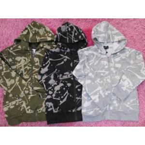 SHISKY BY DRIVE キッズ 裏起毛 ペンキ飛ばし柄パーカー カーキ ブラック グレー 1...