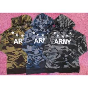 SHISKY BY DRIVE キッズ 子供服 子供 迷彩 ARMY 裏起毛パーカー カーキ ブルー...