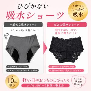 吸水ショーツ 総レース サニタリーショーツ 1...の詳細画像2