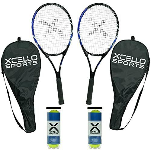 Xcello Sports 23インチ テニスラケットセット - ラケット2個 ボールチューブ2個 ...