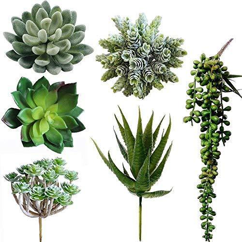 Winlyn 6 Pcs Unpotted Fake Succulents Assorted Fau...