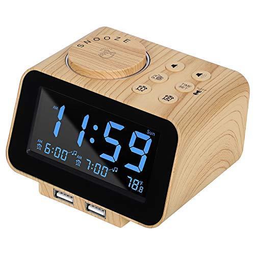 USCCE Digital Alarm Clock Radio - 0-100% Dimmer, D...