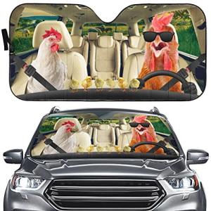 YOSA Rooster Driver Car Windshield Sun Shade,Cute Chick Car Shade Decor, Au｜pinkcarat