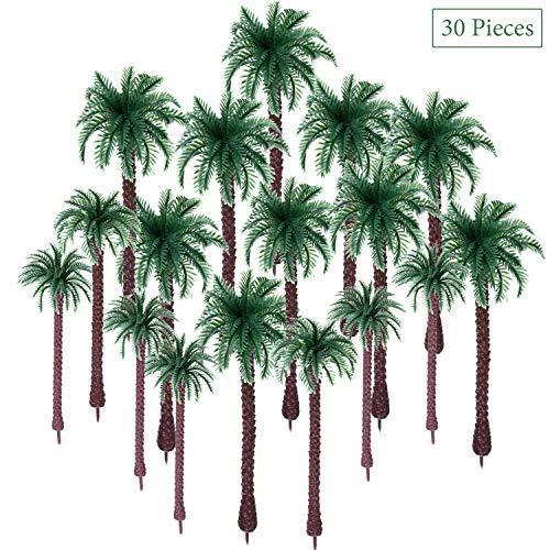 30 Pieces Miniature Palm Trees Plastic Scale Model...