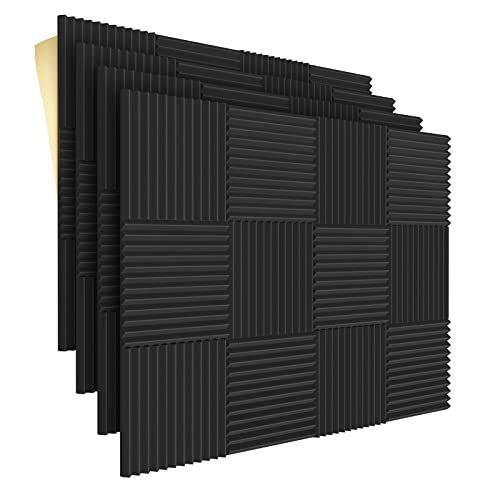 HEMRLY Acoustic Foam Panels,1  X 12  X 12  Self-Ad...