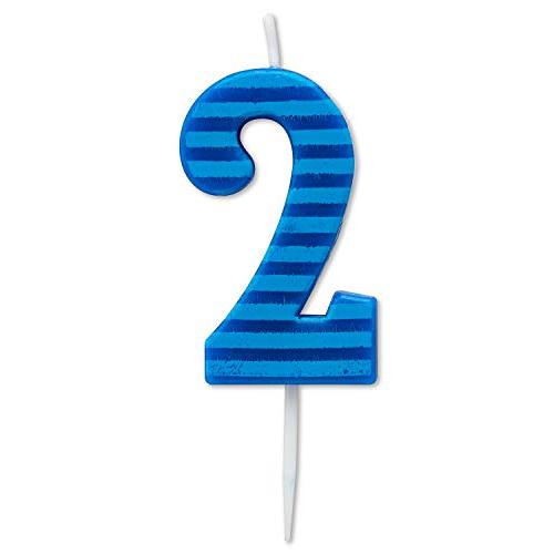 Papyrus Birthday Candle Number 2, Blue Stripes (1-...