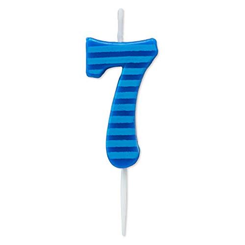 Papyrus Birthday Candle Number 7, Blue Stripes (1-...