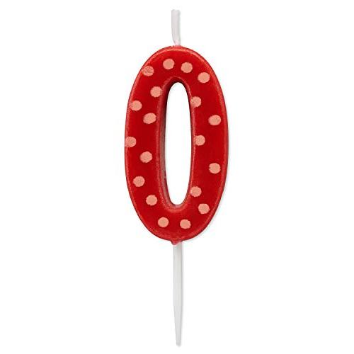 Papyrus Birthday Candle Number 0, Red Polka Dots (...