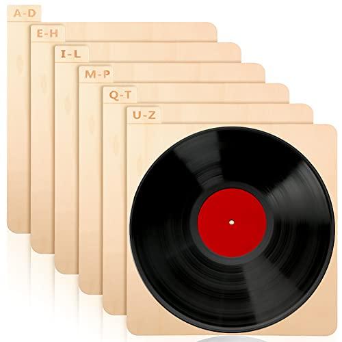 木製レコードディバイダー アルファベットレコードホルダー レコードオーガナイザー A~Z 6つのディ...