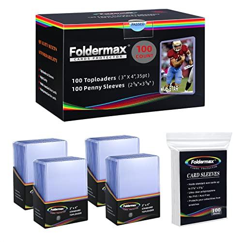 Foldermax トップローダーとペニースリーブバンドル 超厚手カードホルダー 3x4 レギュラー...