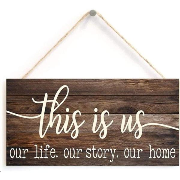 This is Us Our Life Our Story Our Home 素朴な木製壁掛けサイン...