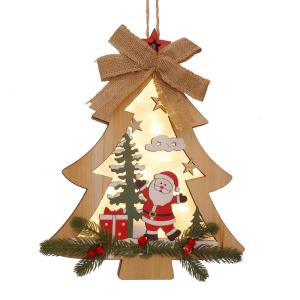 ToMiss クリスマスツリーサイン フロントドア装飾 ファームハウス フロントポーチ装飾 木製ウォールサイン LEDライト付き ホームサイン ドア装