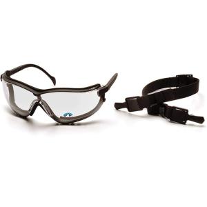 Pyramex V2G-XP Safety Eyewear – Black Strap, Gray Anti-Fog Dual Lens Goggles With 180° Vision & Indirect Ventilation