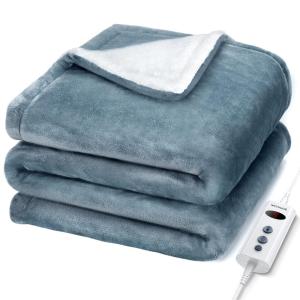 Wchiuoe Heated Blanket, 10 Heating Levels, 9H Auto Off Electric Blanket Thr