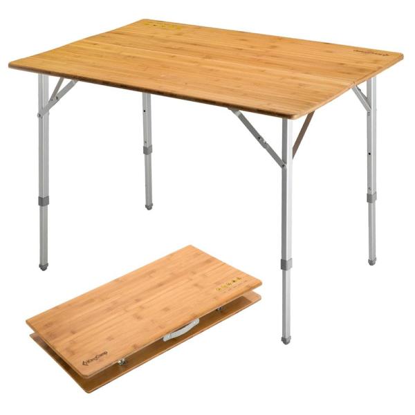 KingCamp（キングキャンプ） アウトドア テーブル 竹製表面 折りたたみ 三段階調節可能 耐荷...