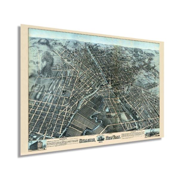 HISTORIX ヴィンテージ 1874 シラキュース ニューヨーク地図 ウォールアート - 24x...