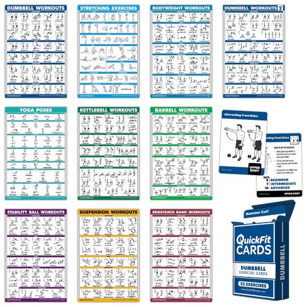 10枚パック エクササイズワークアウトポスターセット - ダンベルボリューム1&amp;2 サスペンション ...