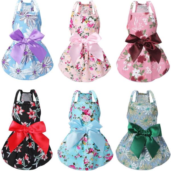 6 Pieces Puppy Dog Dress Pet Bowknot Princess Dres...