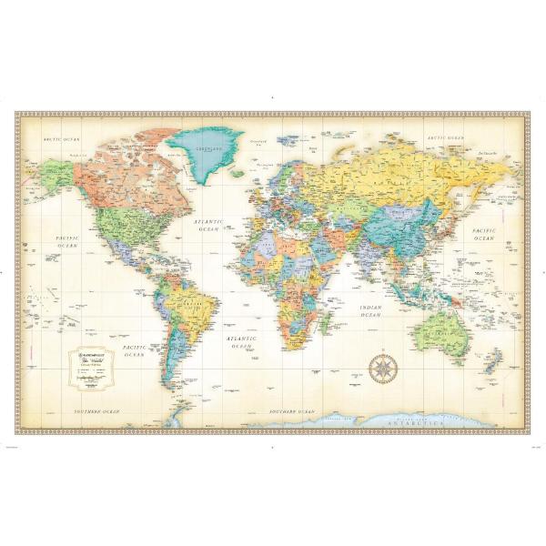 ヨーロッパから見た世界地図　アンティーク調ポスター