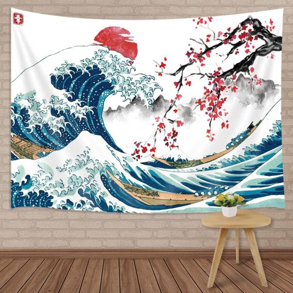 MERCHR Japanese Large Tapestry, Cool Ocean Wave Wa...