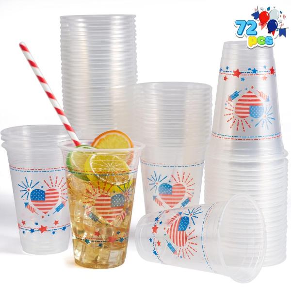 JOYIN 72 Pcs Patriotic Plastic Cups,4th of July Cl...
