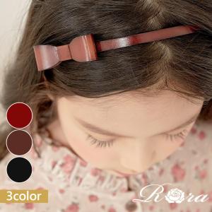 リボン カチューシャ 大人っぽい レザー ヘアアクセサリー 子供 シンプル フォーマル 革 黒 赤｜pinkcat-rora