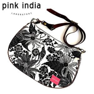 北欧雑貨 pink india 撥水加工 ショルダーバッグ | paradiseblack ベージュ ブラック 花柄（レディース 可愛い かわいい）｜pinkindia