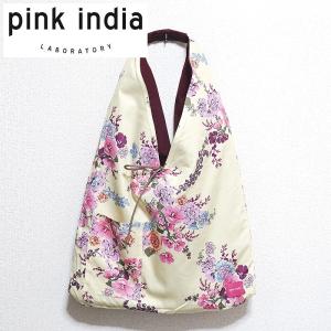 トートバッグ レディース 帆布 北欧 【北次 x pink india】リバーシブルアズマバッグ(裏地DN) | yellow flower イエロー 花柄（エコバッグ 可愛い）｜pinkindia