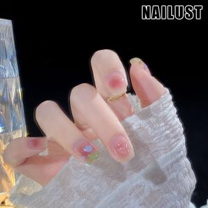 ネイル チップ かわいい花フラワーデザイン 春夏大人気グラデーションネイルシール ショートロングレッドピンクつけ爪 雰囲気感高級感 透明感?光沢感 貼るだけ