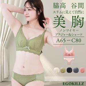 ブラジャー ショーツ ブラショーツ やわらか 美胸 美背 レース 脇高 脇肉  谷間 盛れる  補正 ランジェリー かわいい 下着女性 ノンワイヤーブラ 20代 30代 40代