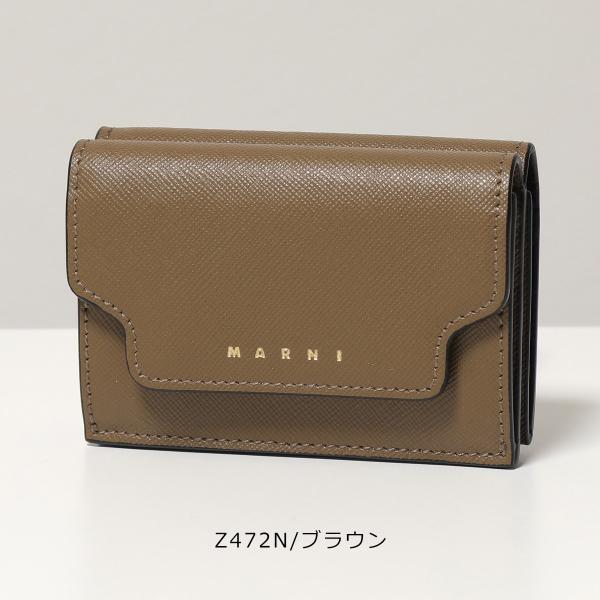 MARNI マルニ 三つ折り財布 レザー トリフォールドウォレット コインケース 小銭入れ ミニ財布...