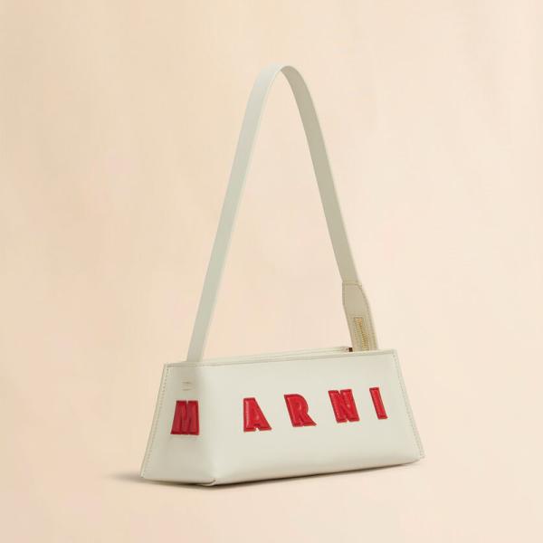 MARNI マルニ クリーム レザー製 Museo バゲットバッグ レザーバゲットミュージアムショル...