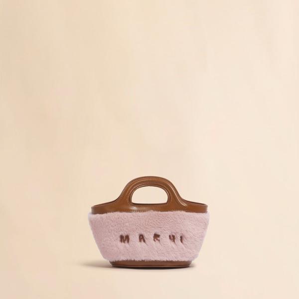 MARNI マルニ ピンク Tropicalia マイクロバッグ フェイクファートリム付き トロピカ...