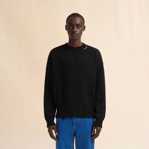 MARNI マルニ ブラック ツイスト クルーネック セーター コットンニット GCMG0210A0...