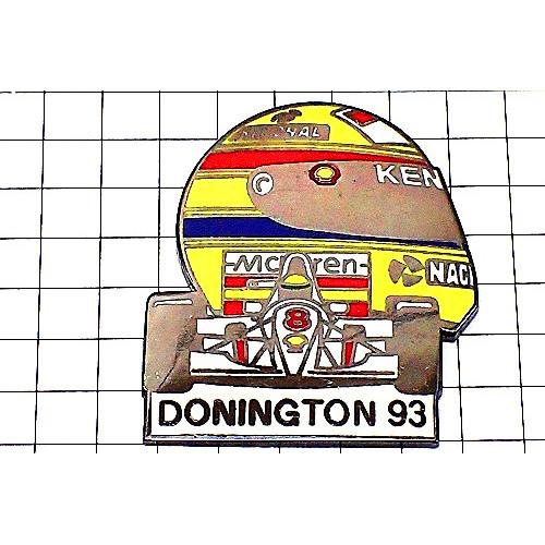 ピンバッジ・アイルトンセナF1ヘルメット車レース DONINGTON AYRTON-SENNA MC...