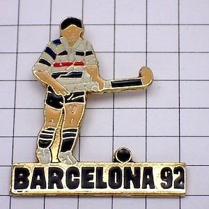 ピンバッジ・バルセロナ五輪ホッケー選手 HOCKEY BARCELONA-1992 SPAIN◆フランス限定ピンズ◆レアなヴィンテージものピンバッチ