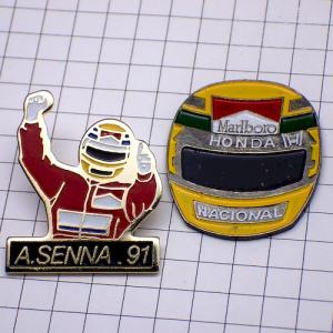 ピンバッジ・マルボロF1ホンダ「1」アイルトンセナ車◇フランス限定