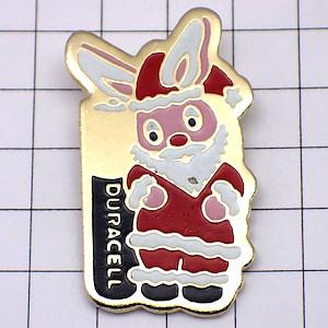 ピンバッジ・ウサギのサンタクロース乾電池デュラセル社◇フランス限定