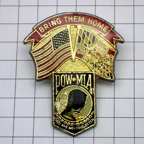 ピンバッジ・アメリカ星条旗/軍隊Pow-Miaミリタリー◆フランス限定ピンズ◆レアなヴィンテージもの...