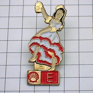 ピンバッジ・スペイン踊り子フラメンコ女の子シェル石油 ESPANA SPAIN SHELL ENGLAND◆フランス限定ピンズ