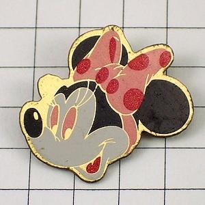 ピンバッジ・ミニーちゃん水玉リボン笑顔ディズニー◇フランス限定