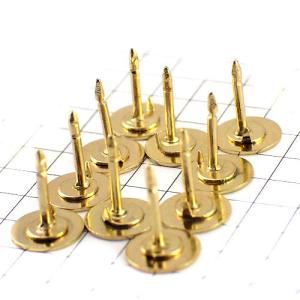 ピンバッジ土台の広い針◆ピンズ用ストッパー付き金色10本で1セット長さ11mm直径8mmゴールド色ピンバッチ