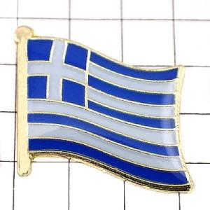 ピンバッジ◆ギリシャ 国旗デラックス薄型キャッチ付き 白の十字ブルー ピンズ GREECE HELL...