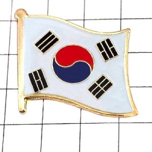 ピンバッジ◆韓国 国旗デラックス薄型キャッチ付き 大韓民国 太極旗 ピンズ KOREA FLAG ピ...