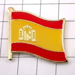 ピンバッジ◆スペイン 国旗デラックス薄型キャッチ付き ヘラクレスの柱 国章と赤黄 ピンズ SPAIN FLAG ESPANA BANDERA