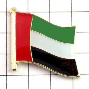 ピンバッジ◆アラブ首長国連邦 国旗デラックス薄型キャッチ付き 赤黒白緑 ピンズ UAE UNITED...