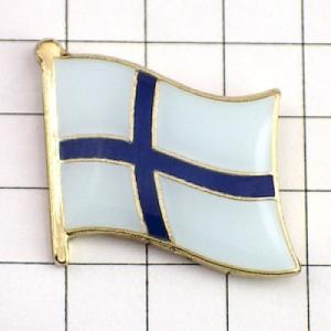 ピンバッジ◆フィンランド 国旗デラックス薄型キャッチ付き ブルー青い十字 ピンズ FINLAND S...