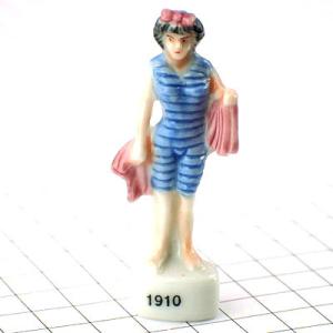 フェーブ・100年前の水着の女の子/1910年 SWIMSUIT◆フランス限定フェーヴ◆ガレットデロワFEVEフェブ小さな置き物